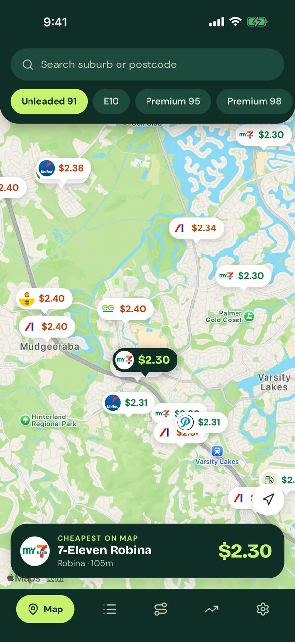 FuelFairy map with prices on every station
